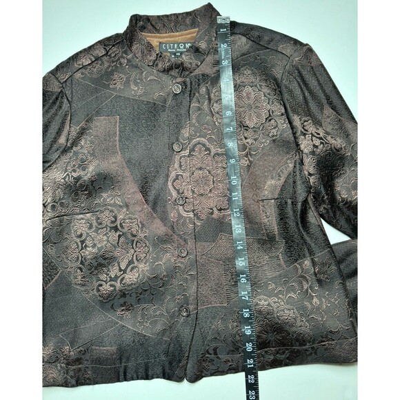 Citron Santa Monica Jacket Extra Small Brown Silk Jacquard Embroidered Floral - Picture 13 of 16